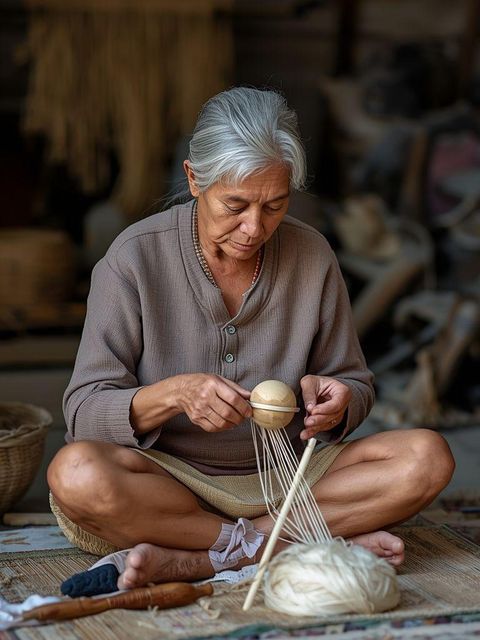 Sitting, Arts & Crafts, Wood Carving, Weaving, Wool Spinning, Light Effort