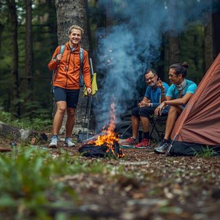Camping involving standing, walking, sitting, light-to-moderate effort