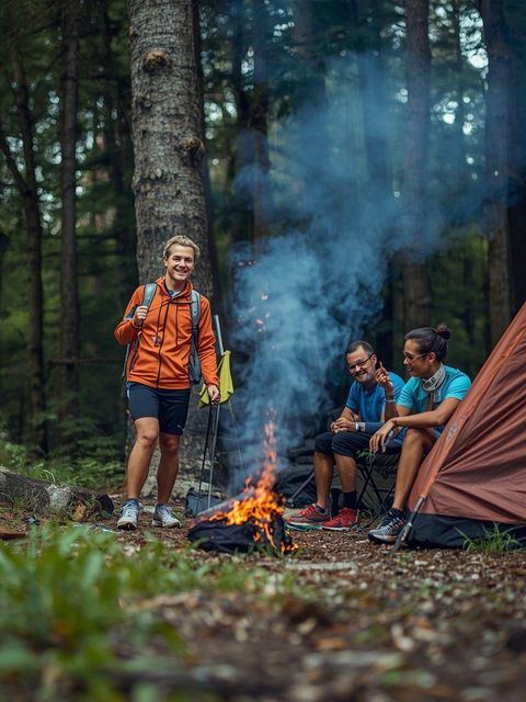 Camping involving standing, walking, sitting, light-to-moderate effort