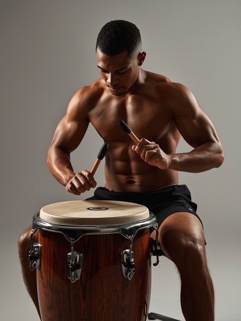 Trommeln (z.B. Bongos, Congas, Benbe), mäßig, Sitzen