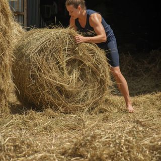 Farming, vigorous effort (e.g., baling hay, cleaning barn)