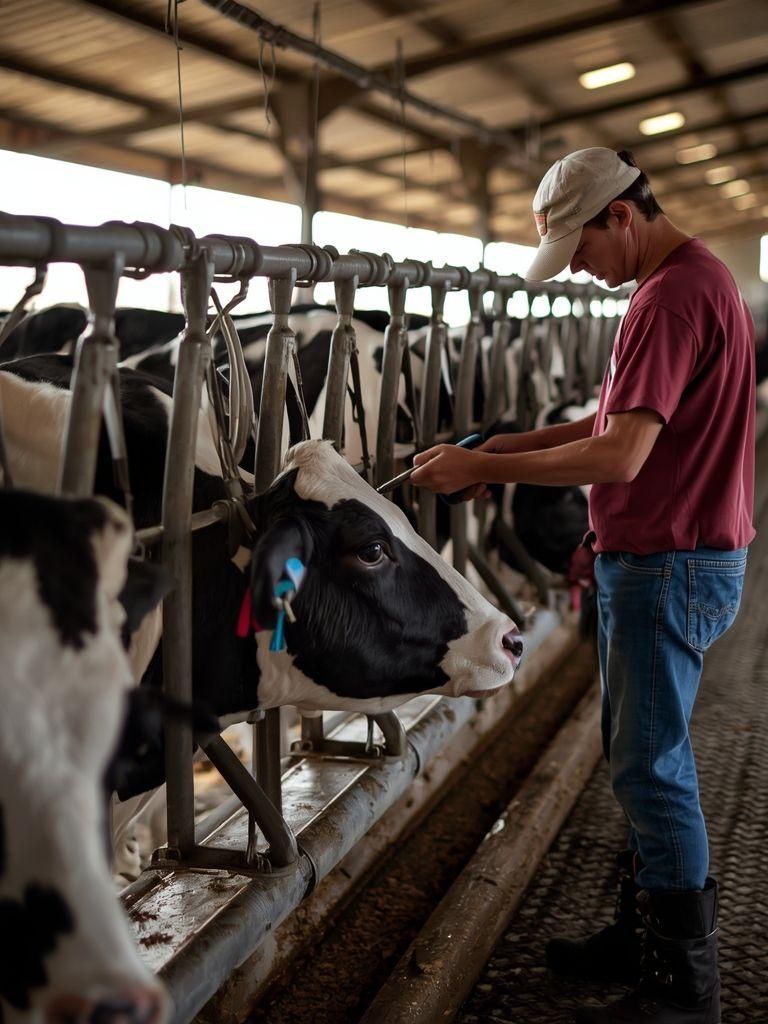 Landwirtschaft, maschinelles Melken, leichte Anstrengung