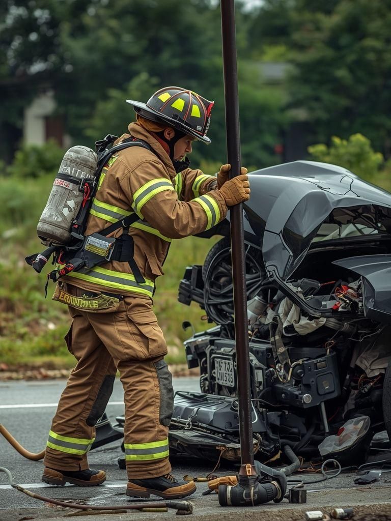 Straż pożarna, ofiara ratunku, wypadek samochodowy, przy użyciu rury rurowej