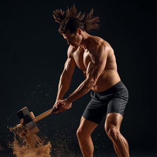 Forestry, ax chopping, fast, 1.25 kg axe, 35 blows/min, vigorous effort