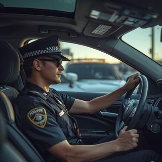 Policja, prowadzenie radiowozu, siedzenie