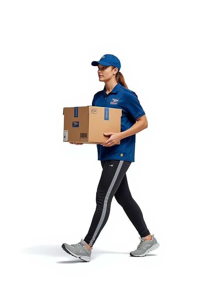 Postal Carrier, Walking to Deliver Packages