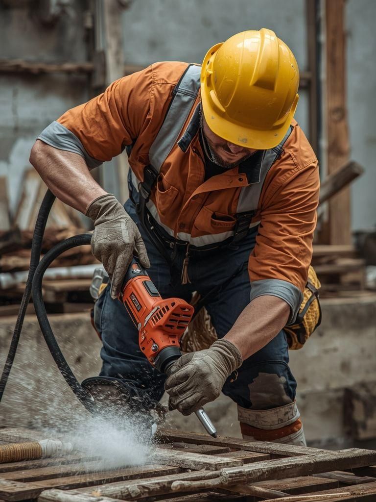 Verwendung von leistungsstarken Werkzeugen wie pneumatischen Werkzeugen (z.B. Bohrhämmer, Schrauber)