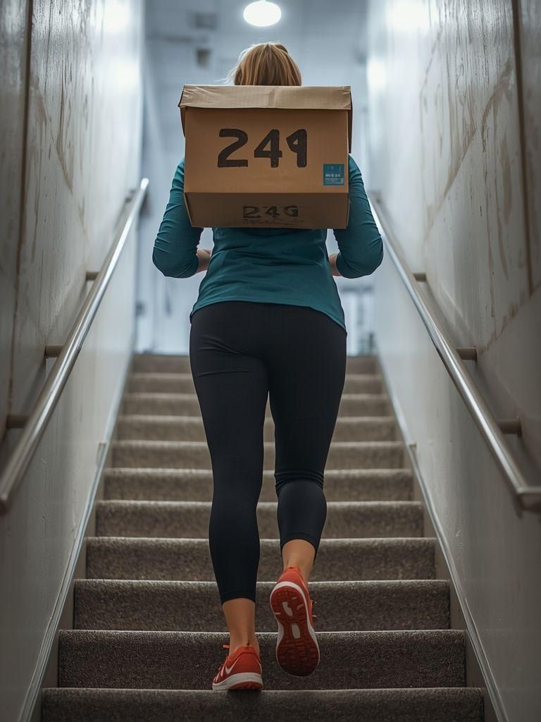 Gehen oder Treppab gehen oder Stehen, Objekte von etwa 25 bis 49 Pfund tragen