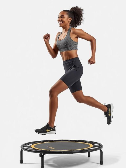 Jogging, auf einem Mini-Trampolin