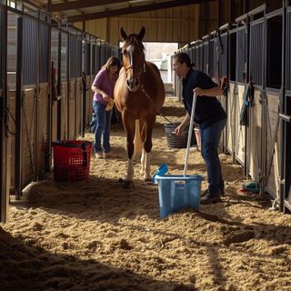Horse Care, Feeding, Watering, Cleaning Stalls, Implied Walking and Lifting Loads