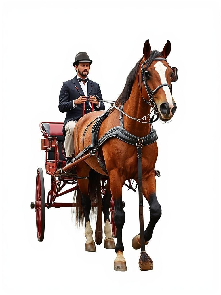 Horse Cart, Driven, Standing or Sitting