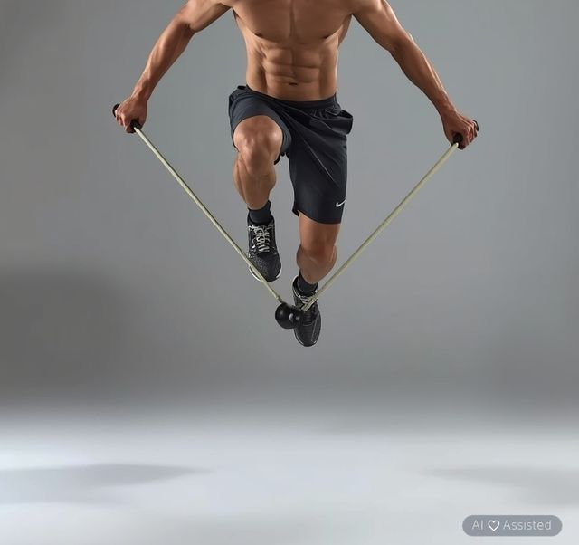 Rope jumping at a moderate pace