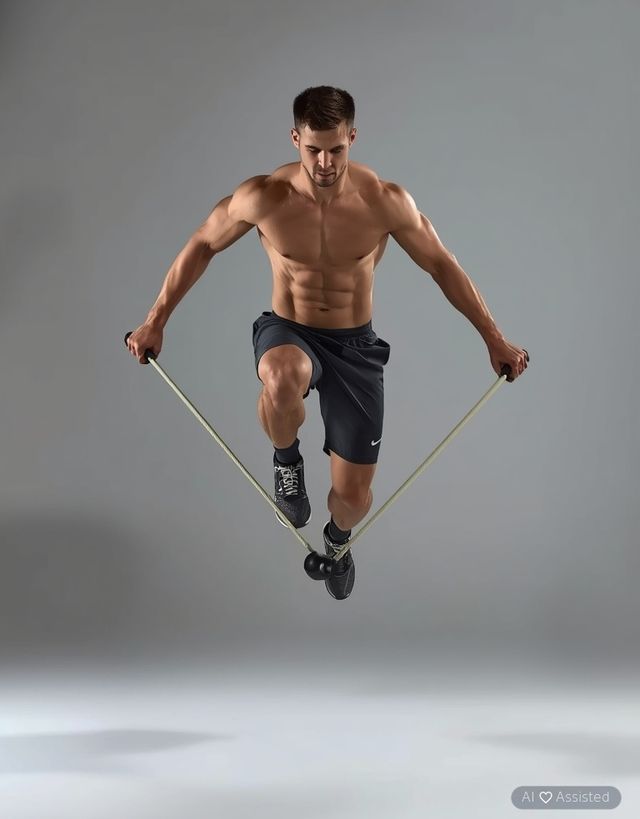 Rope jumping at a moderate pace