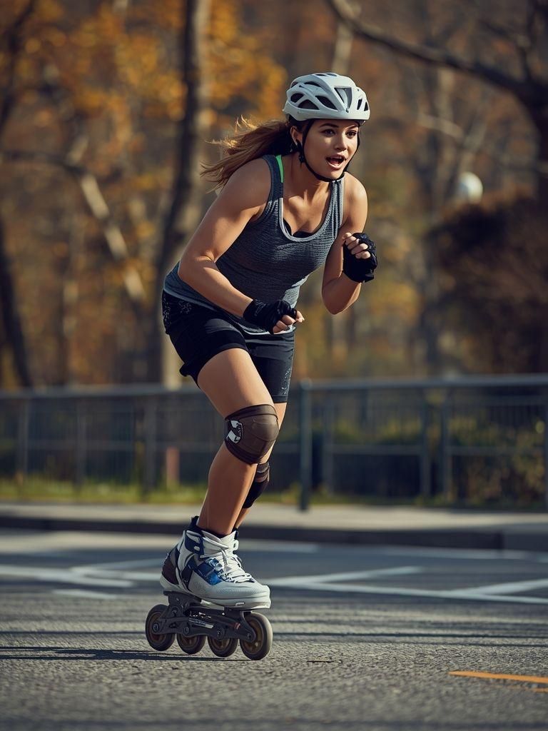 Rollerblading, jazda na łyżworolkach, 17,7 km/h (11,0 mph), umiarkowane tempo, trening treningowy