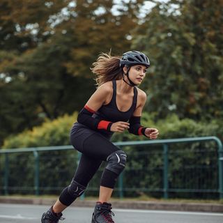 Rollerblading, jazda na łyżworolkach, 21,0 do 21,7 km/h (13,0 do 13,6 mph), szybkie tempo, trening treningowy