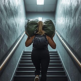 Carrying > 74 lb Load, Upstairs
