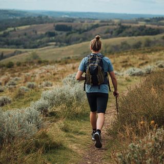 Hiking or Walking at a Normal Pace through Fields and Hillsides