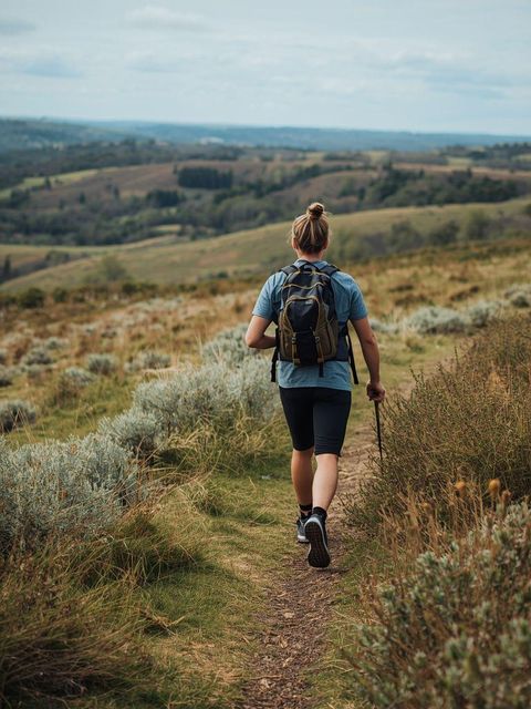 Hiking or Walking at a Normal Pace through Fields and Hillsides