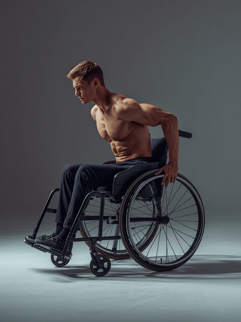 Schieben eines Rollstuhls, unbesetzt