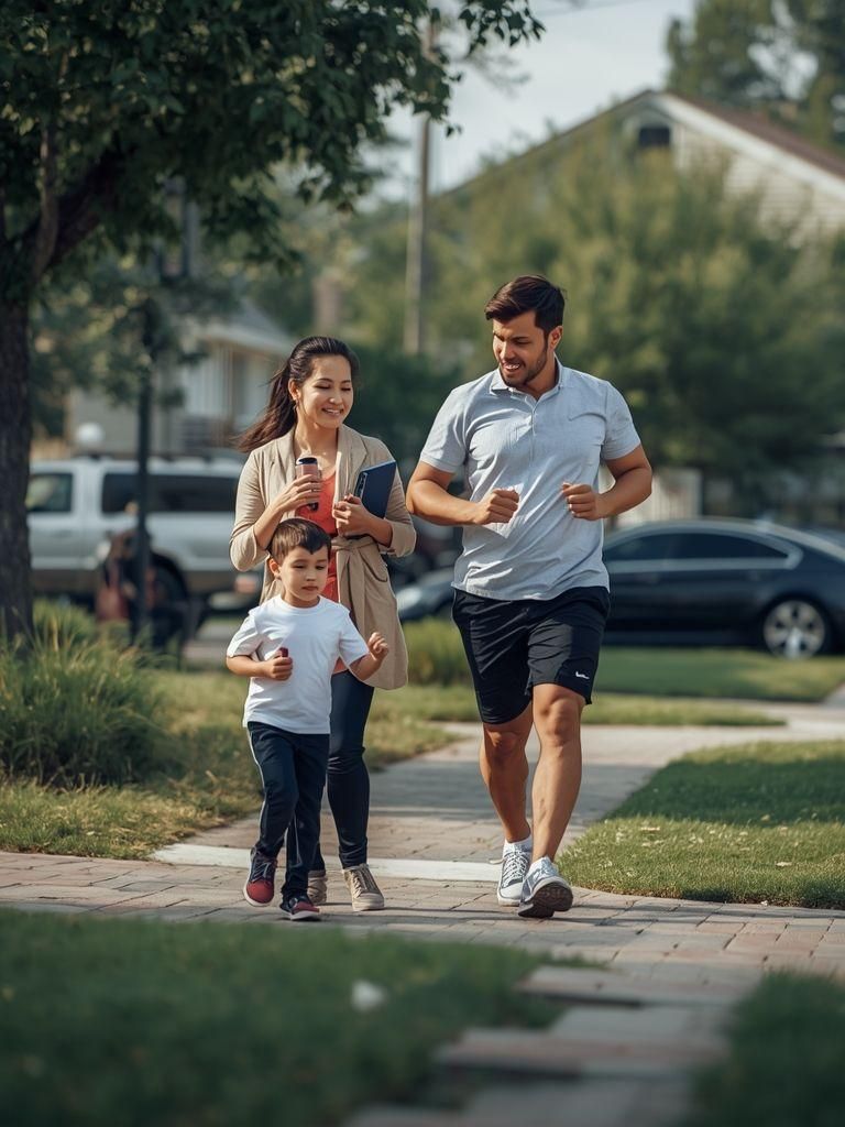 Zu Fuß zum Nachbarhaus oder Familienhaus aus sozialen Gründen