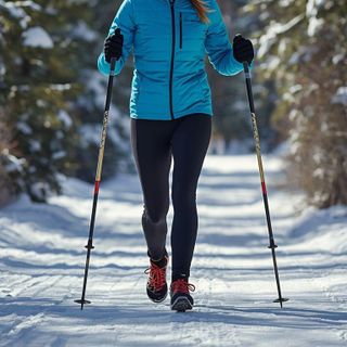 Nordic Walking, for Exercise, 5.0 mph, with Ski Poles, Level, Fast Pace