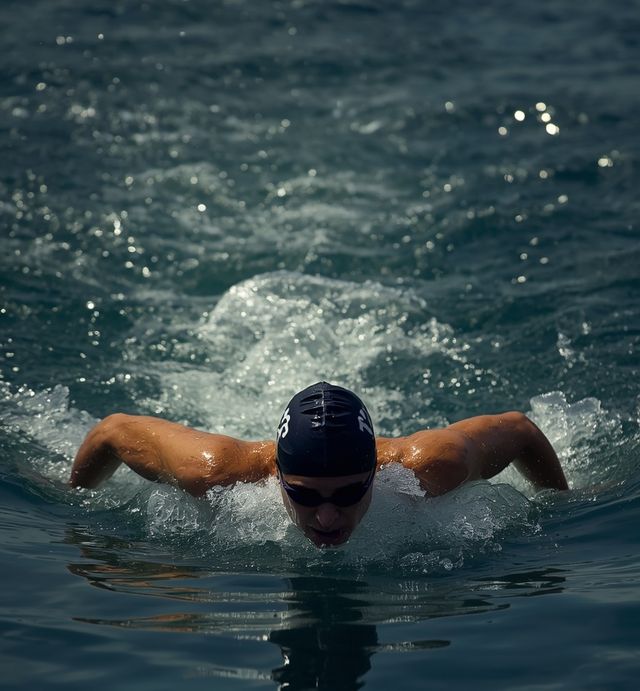 Swimming in a lake, ocean, or river