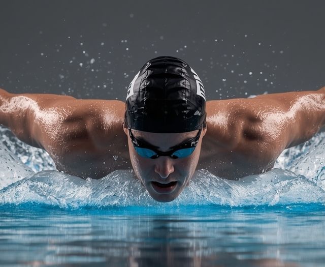 Front crawl swimming, medium speed, approx. 50 yards/min