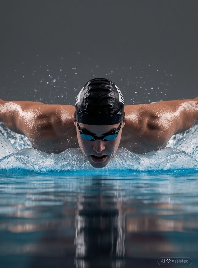 Front crawl swimming, medium speed, approx. 50 yards/min
