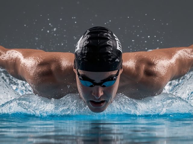 Front crawl swimming, medium speed, approx. 50 yards/min