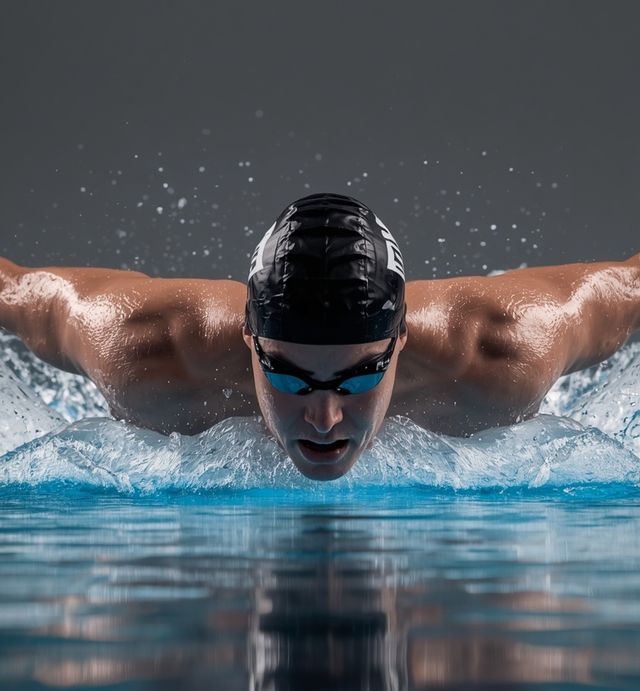 Front crawl swimming, medium speed, approx. 50 yards/min
