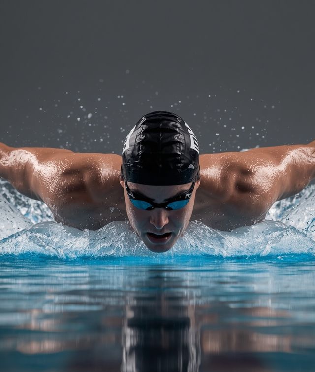 Front crawl swimming, medium speed, approx. 50 yards/min