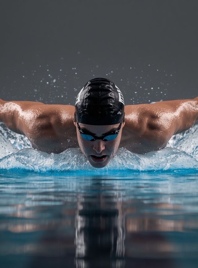 Front crawl swimming, medium speed, approx. 50 yards/min