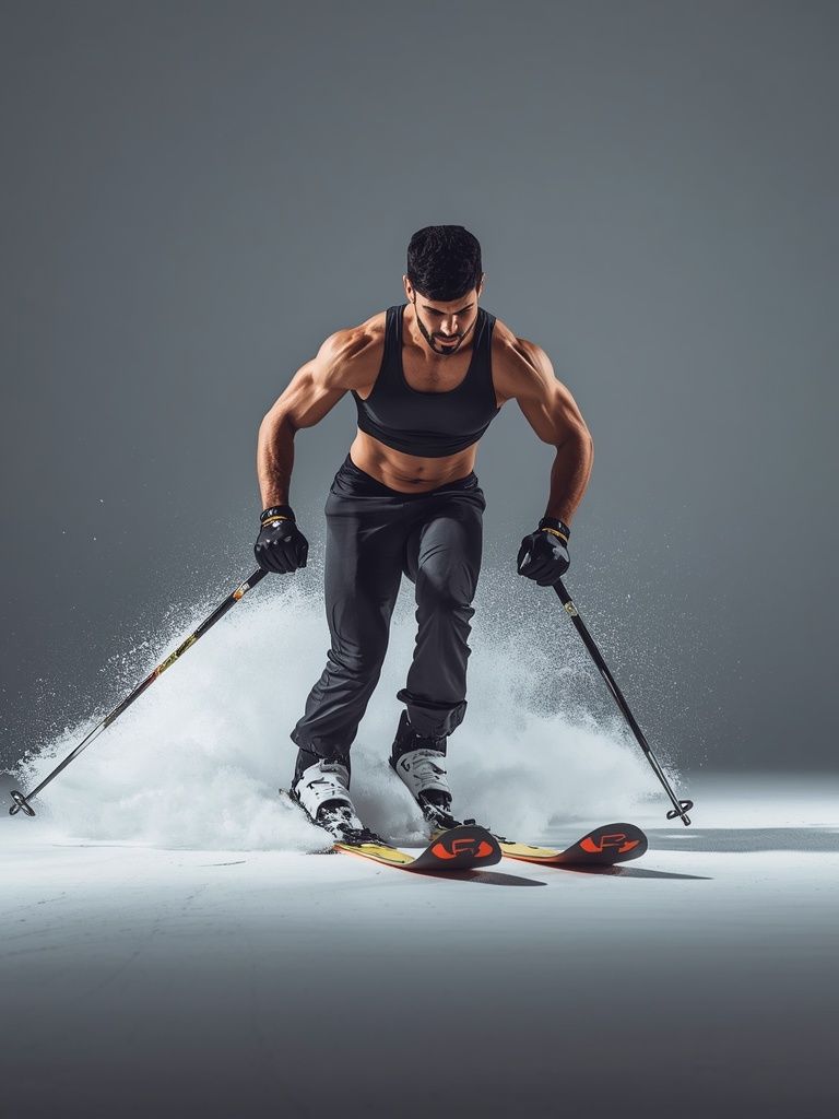 Skifahren, Abfahrt, Alpinski oder Snowboarden, leichte Anstrengung, aktive Zeit nur