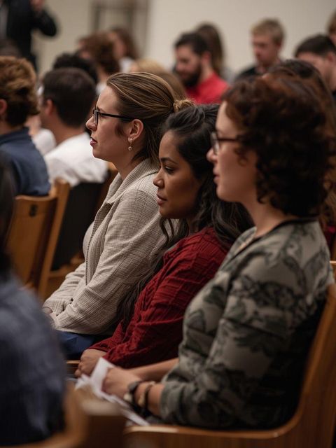 Sitting in Church, Talking or Singing, Attending a Ceremony, Sitting, Active Participation