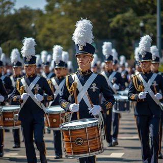 Marching band, drum major (walking)