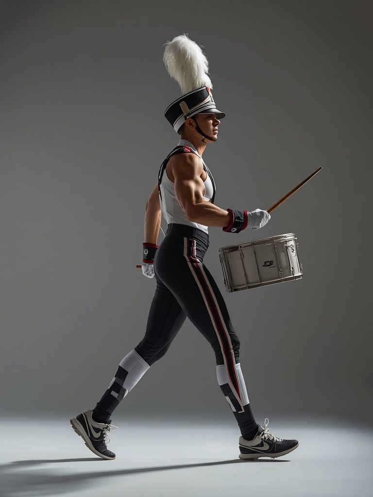 Marching band, drum major (walking)