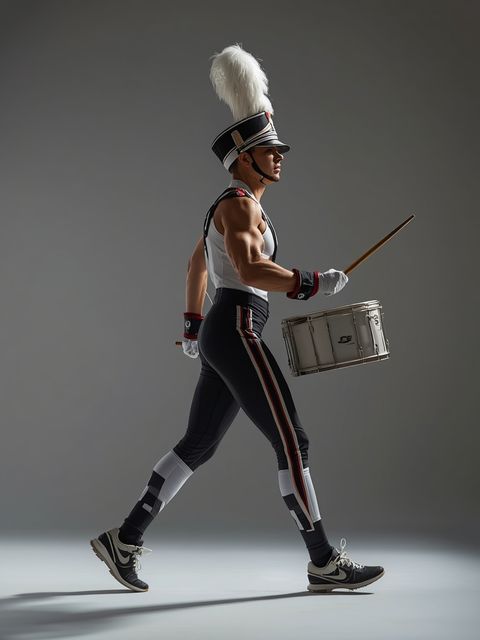 Marching band, drum major (walking)