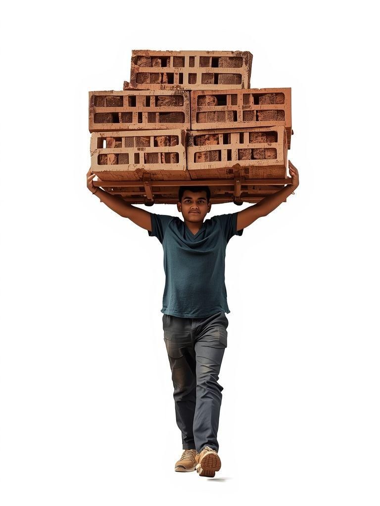 Tragen schwerer Lasten, wie Steine