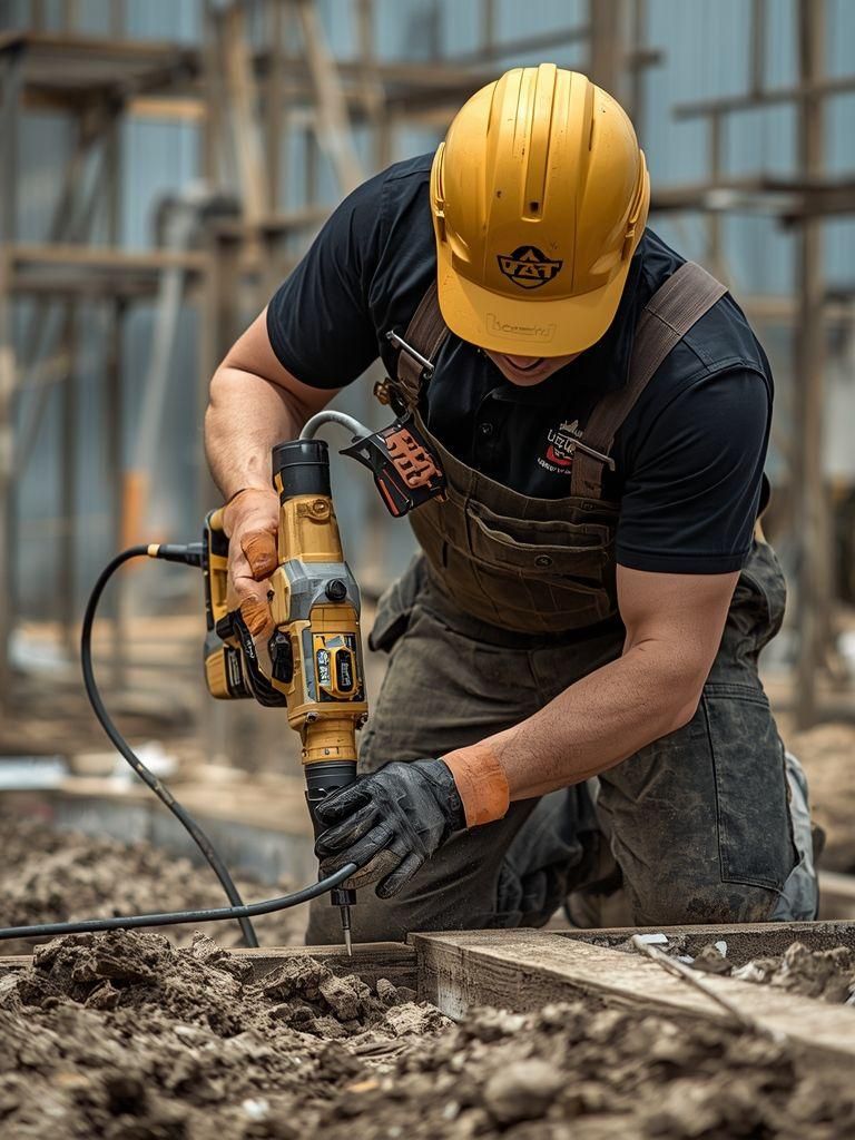 Korzystanie z ciężkiego sprzętu, takiego jak narzędzia pneumatyczne (młoty pneumatyczne, wiertarki itp.)