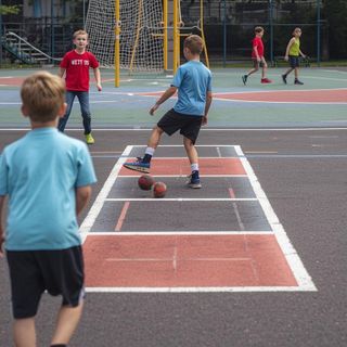 Gry dla dzieci (piłka nożna, 4-kwadratowy, dodgeball, plac zabaw dla dzieci, t- ball, tetherball, kulki, walety, gry arcade)