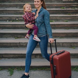 Nośnik niemowlęcy lub obciążenie 15 funtów (np. walizka), poziom terenu lub parter