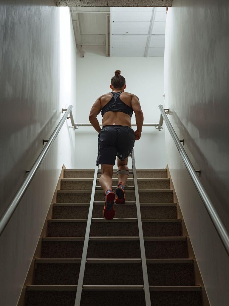 Treppe hoch, mit oder aufsteigen Leiter
