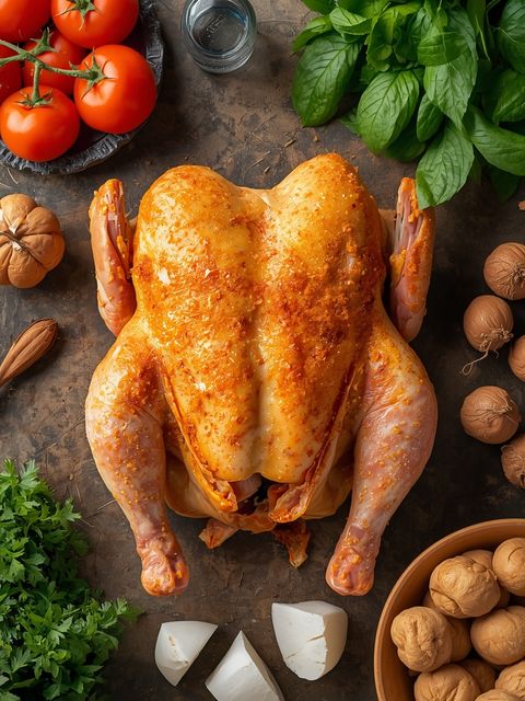 Poulet, ganz, mit Haut, gebraten (ohne Zusatz von Fett und Salz)