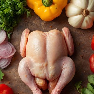 Huhn, ganz, mit Haut, roh
