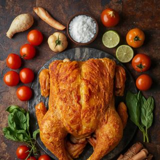 Poulet, Schenkel, mit Haut, gebraten (ohne Zusatz von Fett und Salz)