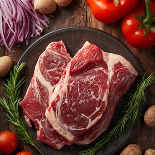 Lamm, Filet, "medium" gebraten (ohne Zusatz von Fett und Salz)