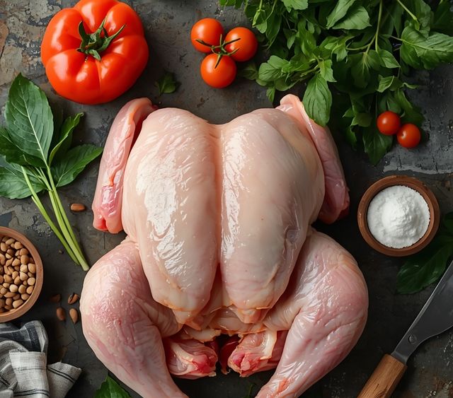 Huhn, Schenkel, ohne Haut, roh
