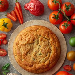 Tomatenkuchen, gebacken (mit Teig)