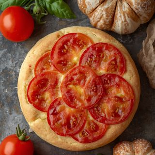 Tomato cake, baked (with dough)