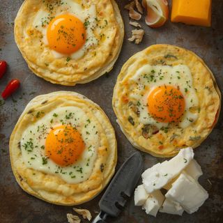 Egg omelets with cheese, prepared